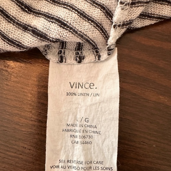 Vince Black and Light grey Striped knit short sleeve sweater- women’s L - Picture 5 of 6